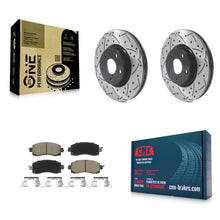 Charger l'image dans la galerie, Front Coated Drilled Slotted Disc Brake Rotor Ceramic Pad Kit For Subaru Impreza