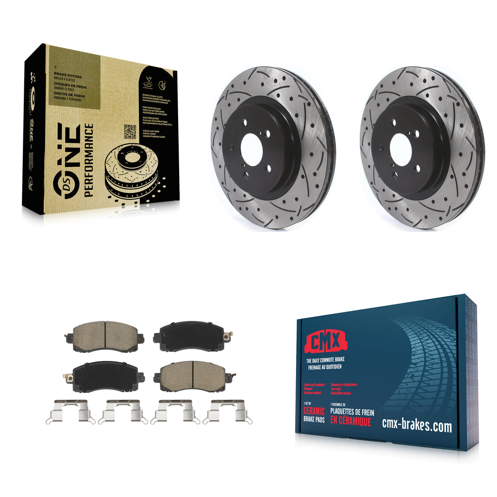 Front Drilled Slot Disc Brake Rotor Ceramic Pad Kit For Subaru Crosstrek Impreza