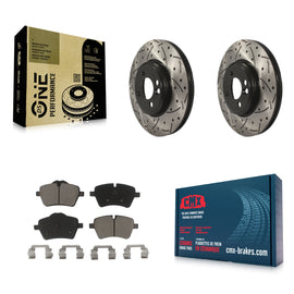 Front Drilled Slot Disc Brake Rotor & Ceramic Pad Kit For Mini Cooper Countryman