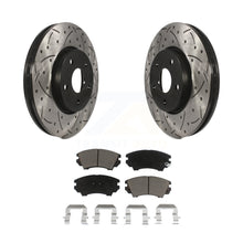 Charger l&#39;image dans la galerie, Front Drilled Slot Brake Rotors Ceramic Pad Kit For 10-15 Chevrolet Camaro LT LS