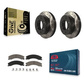 Front Drill Slot Brake Rotor Ceramic Pad Kit For Chevrolet Silverado 2500 HD GMC