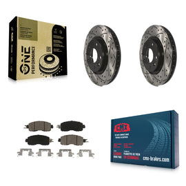Front Coated Drilled Slotted Disc Brake Rotors & Ceramic Pad Kit For Nissan LEAF