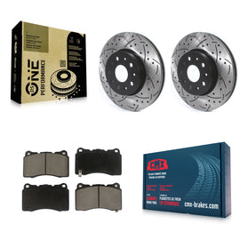 Front Drilled Slot Brake Rotor Ceramic Pad Kit For Chevrolet Camaro Cadillac CTS