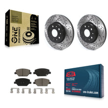 Charger l'image dans la galerie, Front Coated Drilled Slot Disc Brake Rotors Ceramic Pad Kit For Chevrolet Camaro