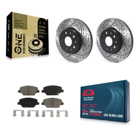 Front Coated Drilled Slot Disc Brake Rotors Ceramic Pad Kit For Chevrolet Camaro