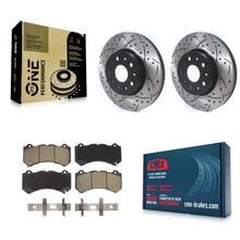 Charger l'image dans la galerie, Front Drilled Slot Brake Rotors Ceramic Pad Kit For 19-20 Chevrolet Camaro LT/LS