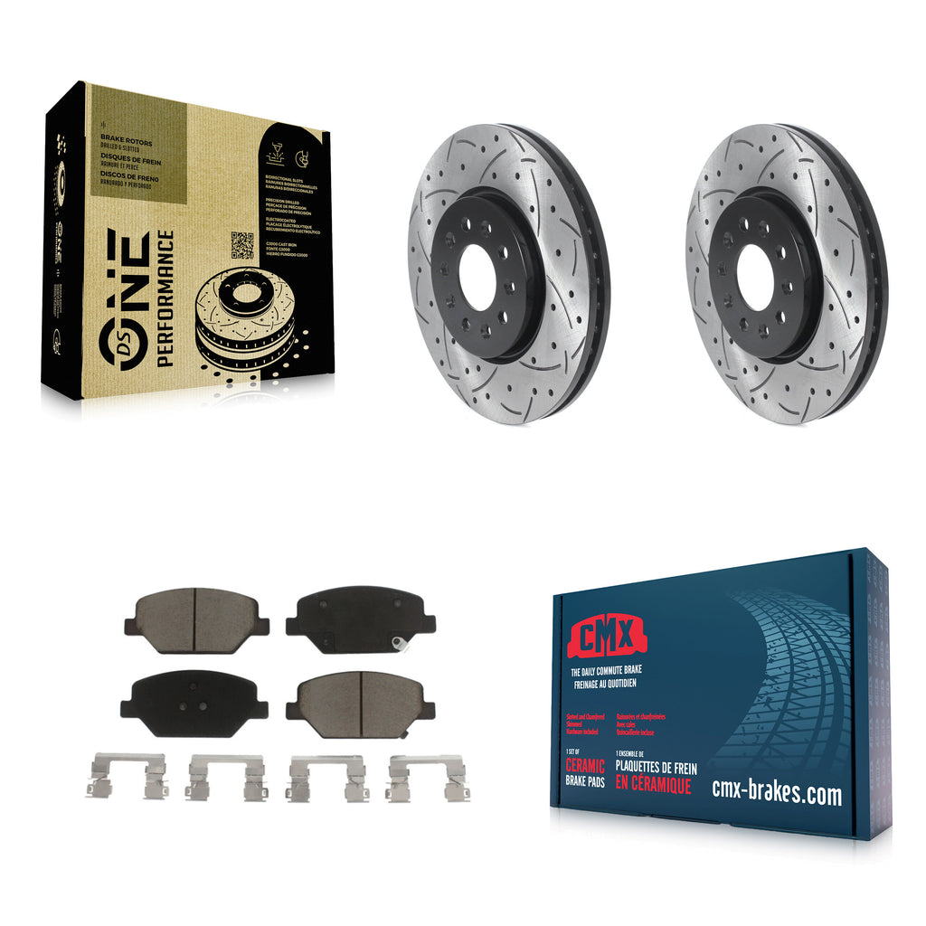 Front Drilled Slot Brake Rotor Ceramic Pad Kit For Chevrolet Equinox GMC Terrain