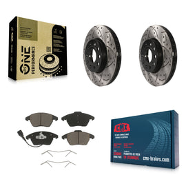 Front Drill Slot Brake Rotor Ceramic Pad Kit For Volkswagen Jetta Beetle Golf A3