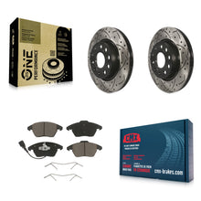 Load image into Gallery viewer, Front Drill Slot Brake Rotors Ceramic Pad Kit For Volkswagen GTI Audi A3 Quattro