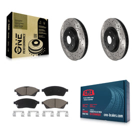 Front Drilled Slot Disc Brake Rotor & Ceramic Pad Kit For Cadillac SRX Saab 9-4X