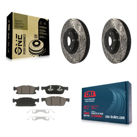Front Coated Drilled Slotted Disc Brake Rotors And Ceramic Pad Kit For Ford Edge