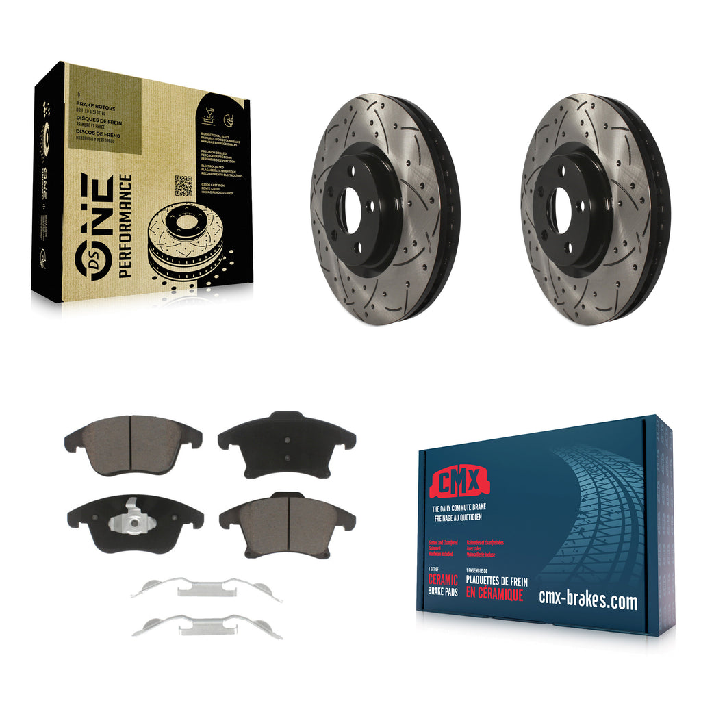 Front Drilled Slot Brake Rotors Ceramic Pad Kit For Ford Police Responder Hybrid
