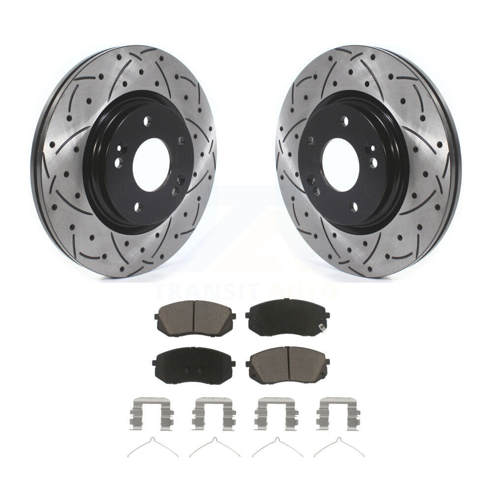 Front Drill Slot Brake Rotors Ceramic Pad Kit For Hyundai Sonata Kia Optima Niro