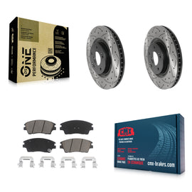 Front Drill Slot Brake Rotor Ceramic Pad Kit For 17-21 Kia Sportage Turbocharged