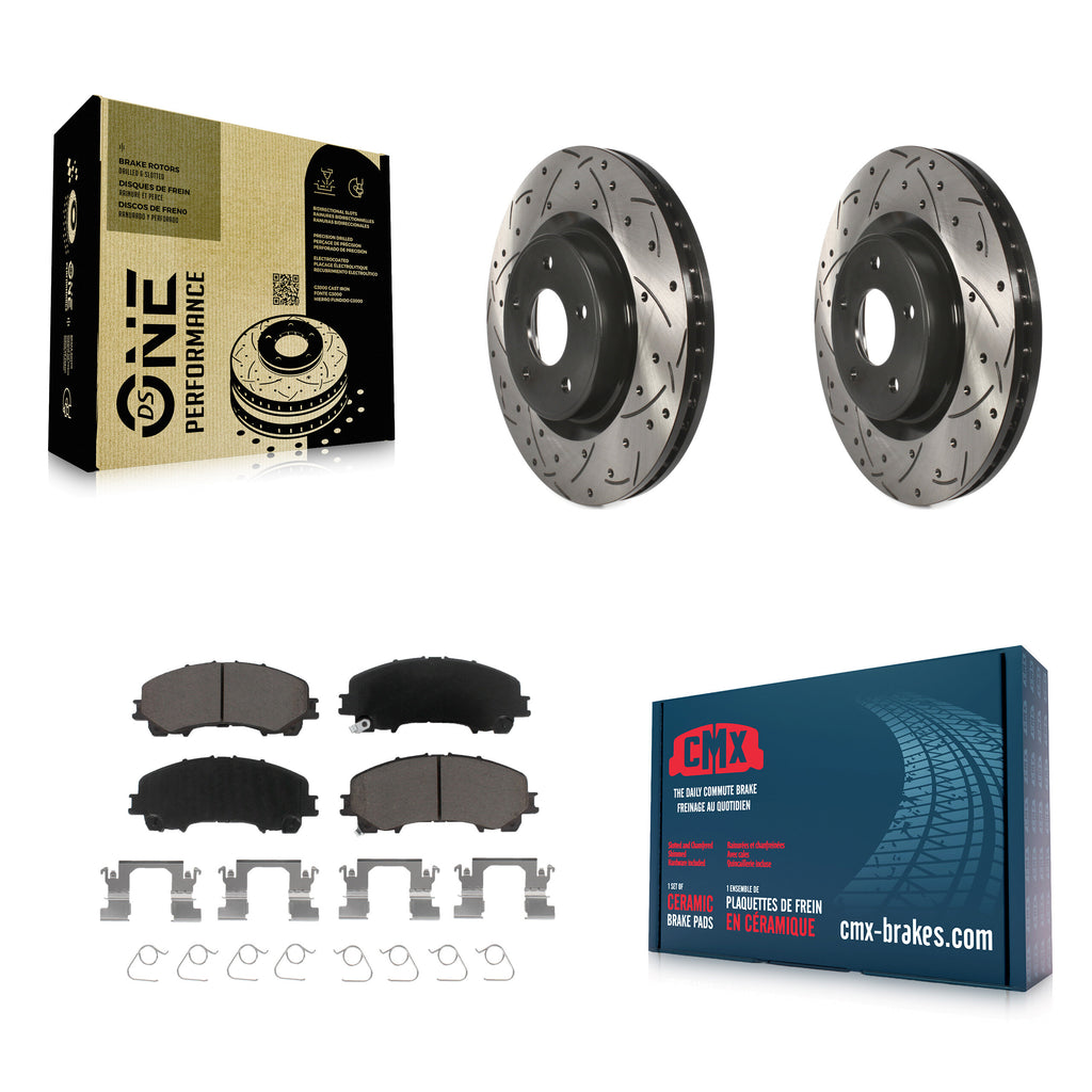 Front Coat Drill Slot Disc Brake Rotor Ceramic Pad Kit For INFINITI Q50 QX50 Q60