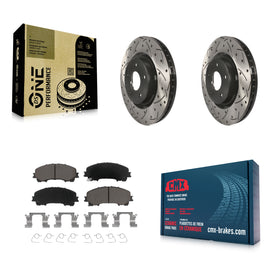 Front Coat Drill Slot Disc Brake Rotor Ceramic Pad Kit For INFINITI Q50 QX50 Q60