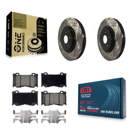 Front Drill Slot Brake Rotors Ceramic Pad Kit For INFINITI G37 Q50 Nissan 370Z Z