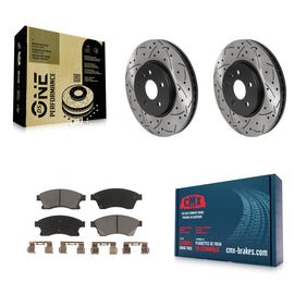 [Front] 2013-2014 Chevrolet Sonic RS Performance Drilled & Slotted Brake Rotor & Ceramic Pads Kit For Max Braking