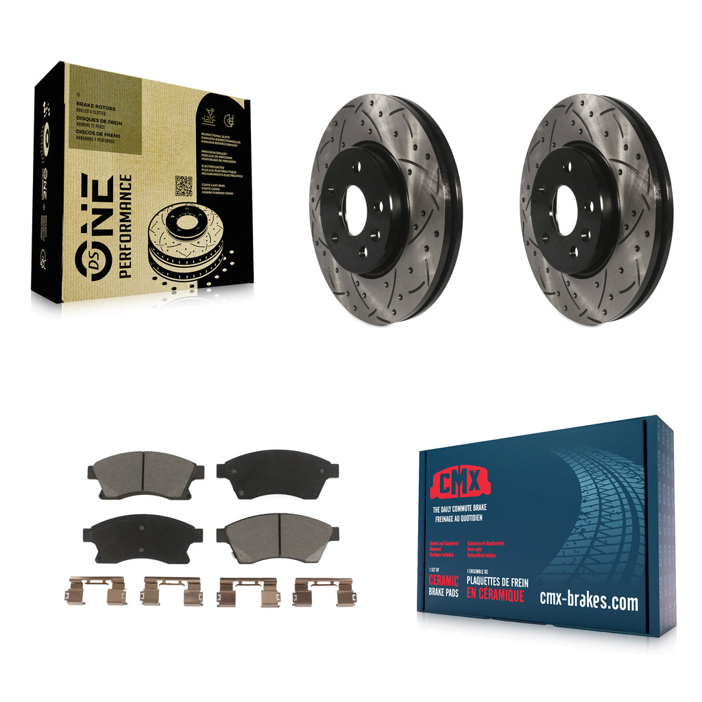 Front Drilled Slot Brake Rotor Ceramic Pad Kit For Chevrolet Cruze Sonic Limited