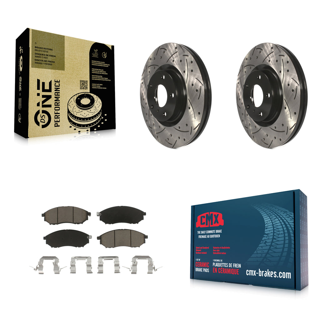 Front Drill Slot Brake Rotors Ceramic Pad Kit For INFINITI Nissan G37 Murano G35