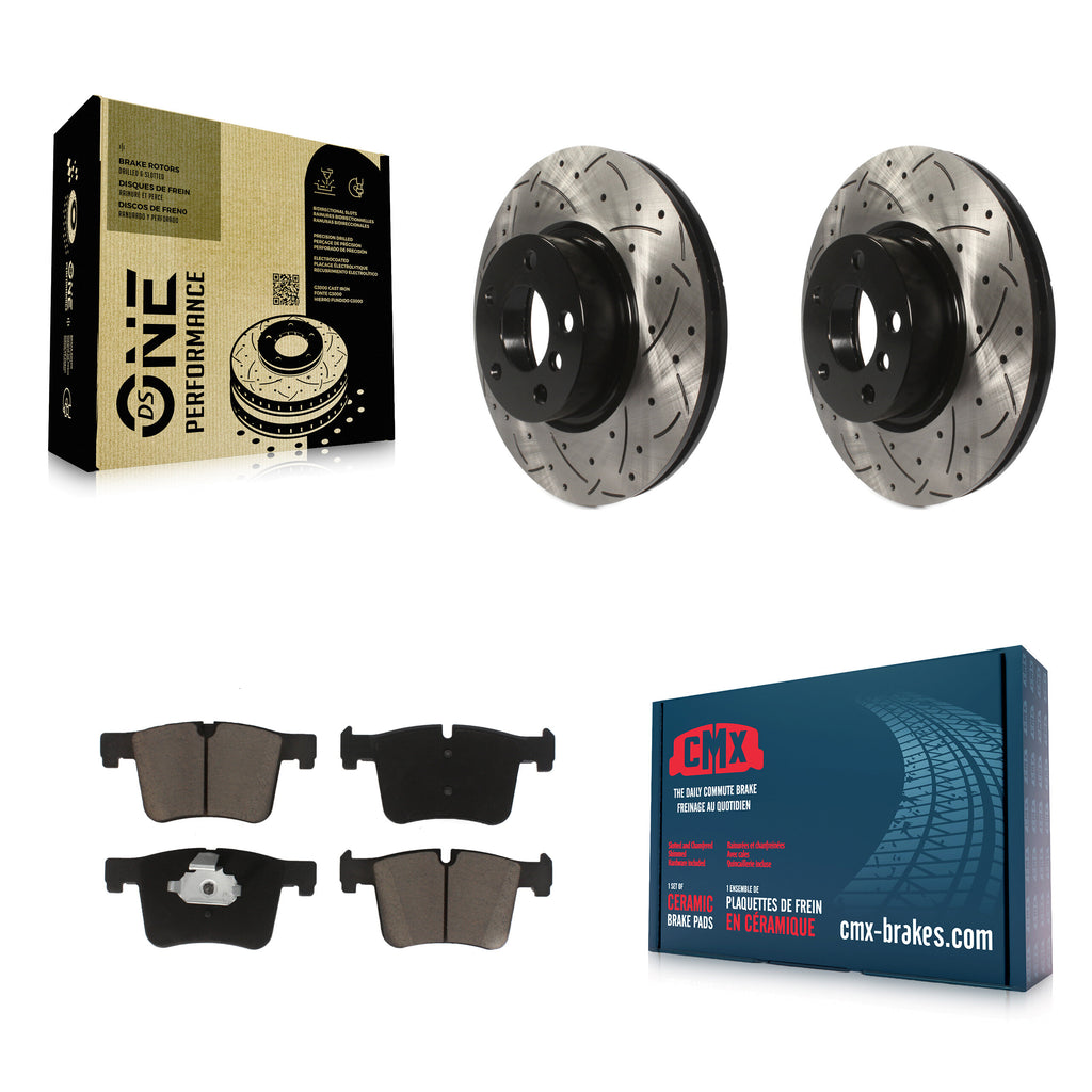 Front Coated Drilled Slotted Disc Brake Rotors And Ceramic Pad Kit For BMW X3 X4