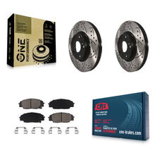 Load image into Gallery viewer, Front Drill Slot Disc Brake Rotors Ceramic Pad Kit For Honda Civic Acura RSX CSX