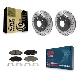 Front Coated Drilled Slotted Disc Brake Rotors & Ceramic Pad Kit For Honda Civic