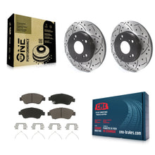 Load image into Gallery viewer, Front Drill Slot Disc Brake Rotor Ceramic Pad Kit For Honda Civic Acura RSX CR-Z
