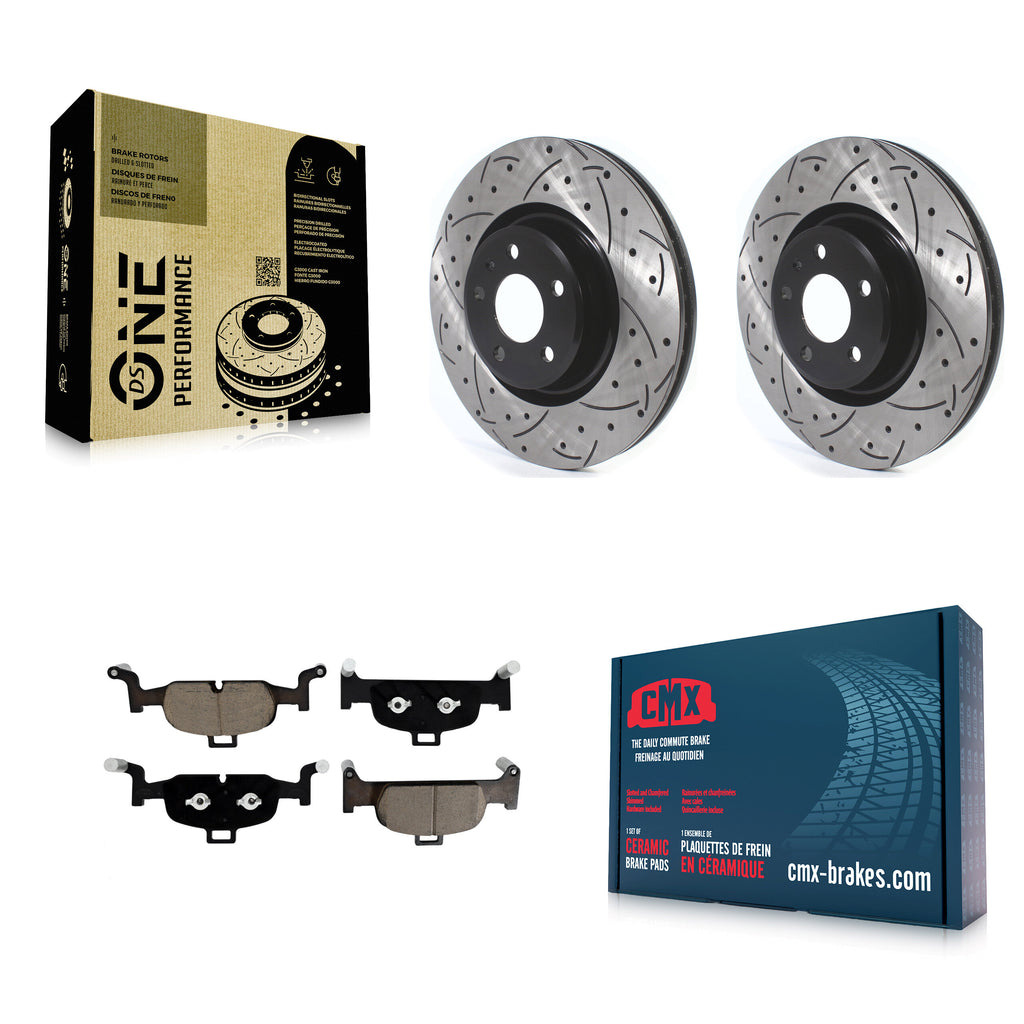 Front Drill Slot Brake Rotor Ceramic Pad Kit For Audi A4 Quattro Q5 A5 Sportback