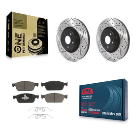 Front Drilled Slot Disc Brake Rotor & Ceramic Pad Kit For Ford Focus Lincoln MKC