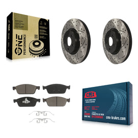 Front Coated Drilled Slotted Disc Brake Rotors Ceramic Pad Kit For Ford Focus ST