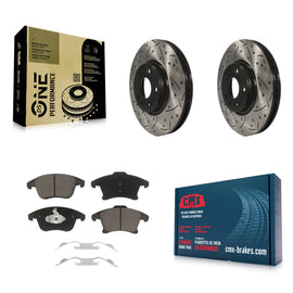 Front Drilled Slot Disc Brake Rotors Ceramic Pad Kit For Ford Fusion Lincoln MKZ