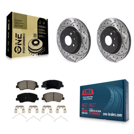 Front Drilled Slot Disc Brake Rotor & Ceramic Pad Kit For Kia Rio Hyundai Accent