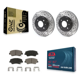 Front Drilled Slot Disc Brake Rotor & Ceramic Pad Kit For Hyundai Accent Kia Rio