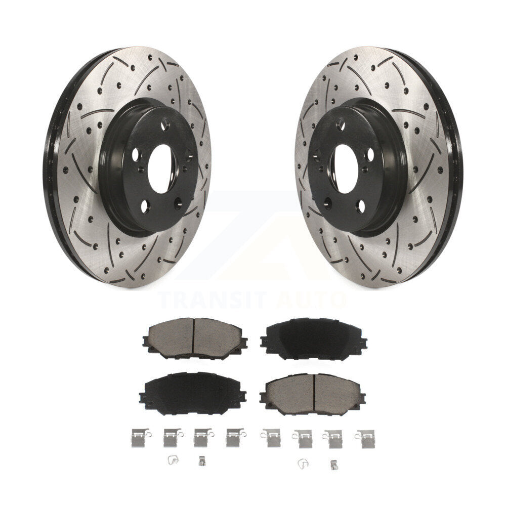 Front Drill Slot Brake Rotors Ceramic Pad Kit For Toyota Corolla Scion xD Matrix