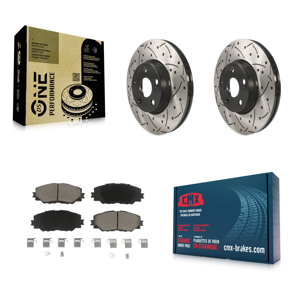 Front Drill Slot Brake Rotors Ceramic Pad Kit For Toyota Corolla Scion xD Matrix