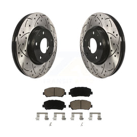 [Front] 2013-2015 Mazda CX-5 Performance Drilled & Slotted Brake Rotor & Ceramic Pads Kit For Max Braking