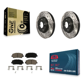 [Front] 2013-2015 Mazda CX-5 Performance Drilled & Slotted Brake Rotor & Ceramic Pads Kit For Max Braking
