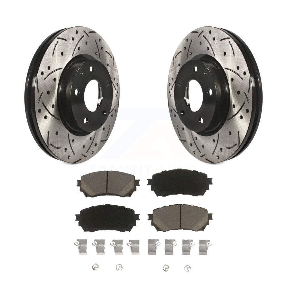 Front Coated Drilled Slotted Disc Brake Rotors And Ceramic Pads Kit For Mazda 6