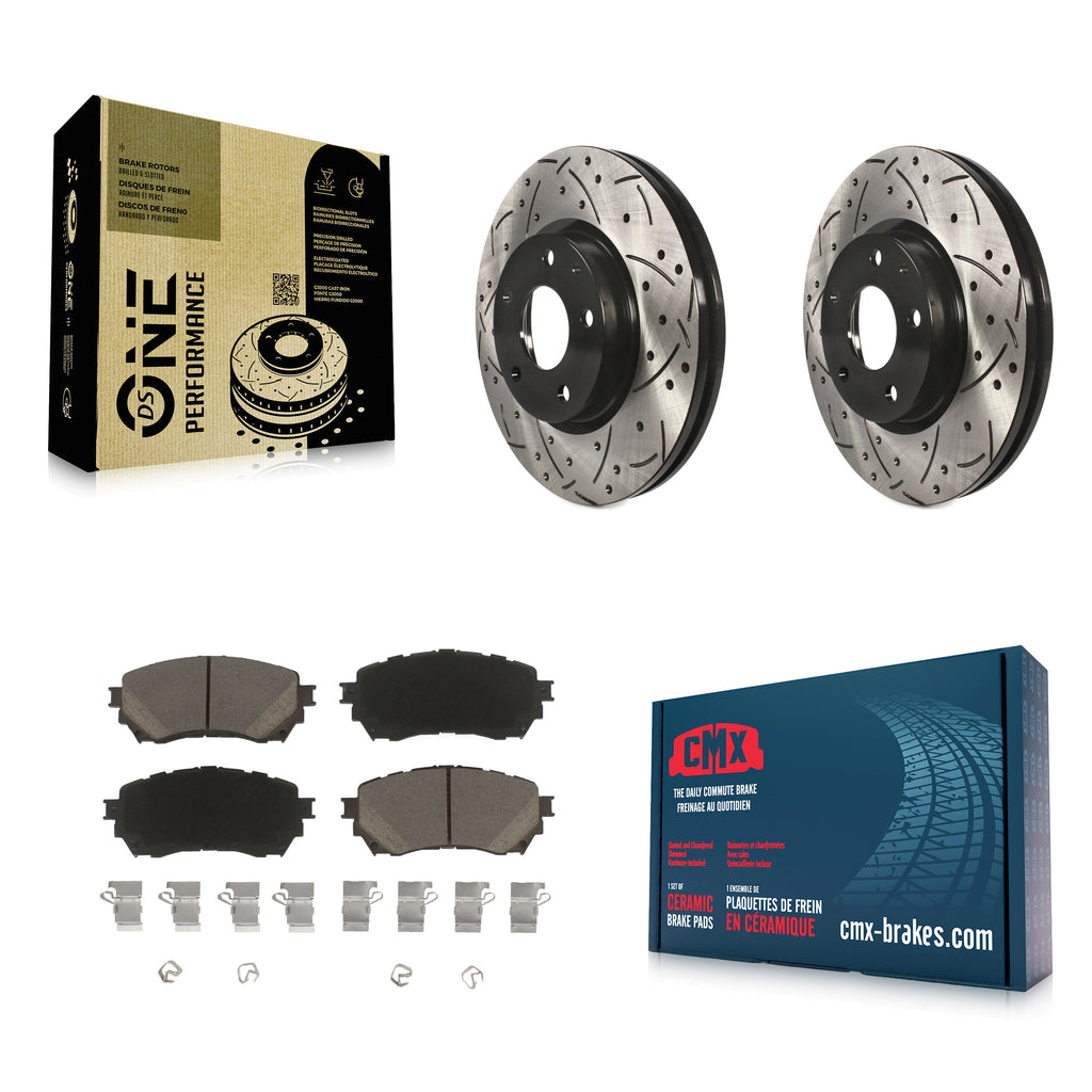 Front Coated Drilled Slotted Disc Brake Rotors And Ceramic Pads Kit For Mazda 6