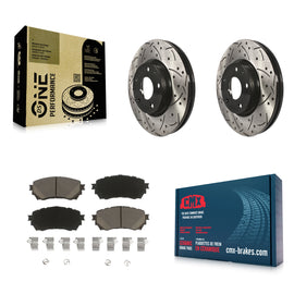 Front Coated Drilled Slotted Disc Brake Rotors And Ceramic Pads Kit For Mazda 6