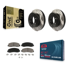 Charger l'image dans la galerie, Front Drilled Slot Brake Rotor &amp; Ceramic Pad Kit For Ford F-250 Super Duty F-350