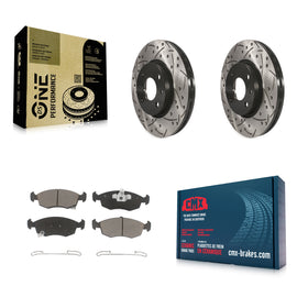 Front Coated Drilled Slotted Disc Brake Rotors And Ceramic Pads Kit For Fiat 500