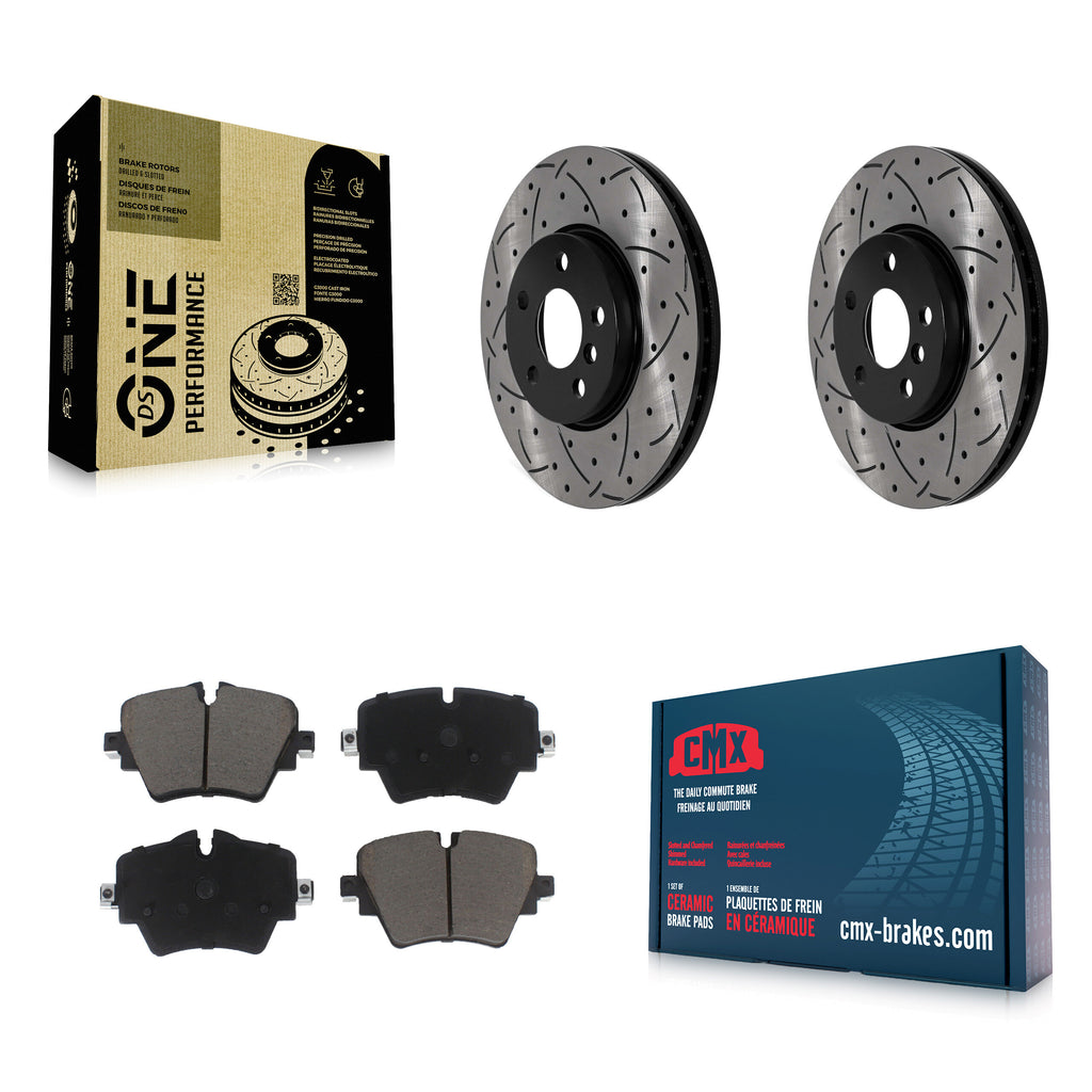 Front Drill Slot Brake Rotors Ceramic Pad Kit For Mini Cooper Countryman Clubman