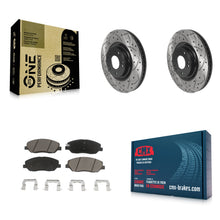 Charger l'image dans la galerie, [Front] 2012 Hyundai Genesis 3.8L Performance Drilled &amp; Slotted Brake Rotor &amp; Ceramic Pads Kit For Max Braking