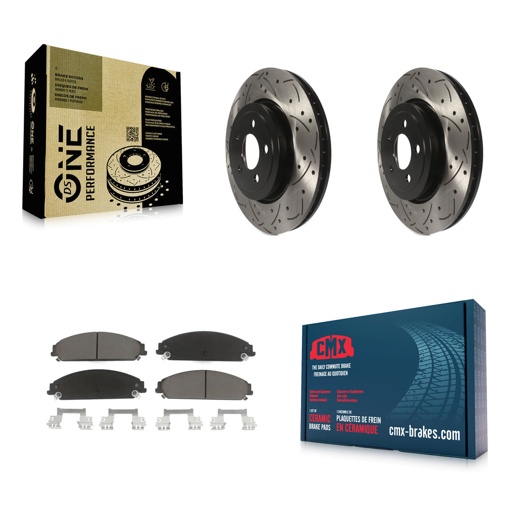 Front Drill Slot Disc Brake Rotor Ceramic Pad Kit For Dodge Charger Chrysler 300
