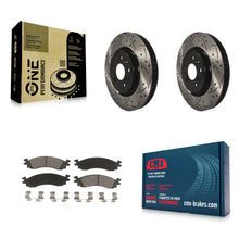 Charger l'image dans la galerie, [Front] 2010-2012 Ford Taurus SHO Performance Drilled &amp; Slotted Brake Rotor &amp; Ceramic Pads Kit For Max Braking