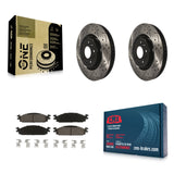 [Front] 2009-2010 Lincoln MKS Performance Drilled & Slotted Brake Rotor & Ceramic Pads Kit For Max Braking