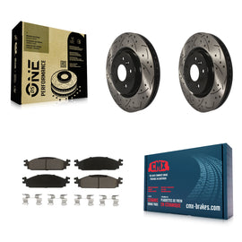 [Front] 2009-2010 Lincoln MKS Performance Drilled & Slotted Brake Rotor & Ceramic Pads Kit For Max Braking