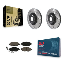 Front Drilled Slot Brake Rotor Ceramic Pad Kit For Volkswagen Tiguan Jetta GTI R
